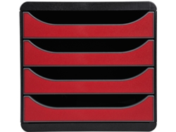 Caja de Cajón EXACOMPTA Big-Box 4 Cajones Rojo Carmesí