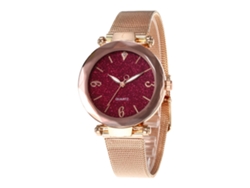 Relógio De Pulso Mecânico De Quartzo Com Pulseira E Caixa Dourado Rosa, Ponteiros Dourado Rosa E Mostrador Branco