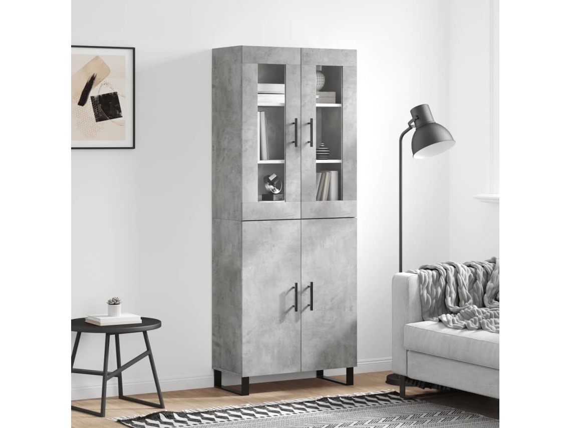 Aparador Alto Madera Contrachapada Gris Hormigón 69,5x34x180 Cm