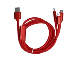 Cable Usb De Carga Rápida Trenzado De Nylon 3 En 1 Para Puertos Ios/type C/micro Usb Rojo