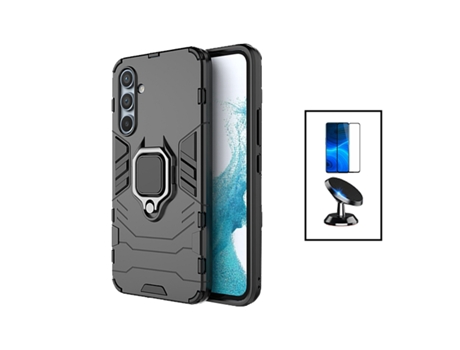 Kit De Película De Vidrio Templado De Cubierta Completa 5D 3X1 Soporte Magnético Para Coche De Defensor Militar Para Samsung Galaxy A34 5G - Negro ...