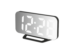 Reloj despertador digital Pritech Pbp 301 con espejo en blanco y negro