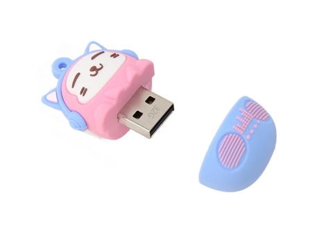 HURRISE Memoria USB de Dibujos Animados PVC USB2.0 Patrón de Gato Plug And Play a Prueba de Golpes Rosa Azul 32G