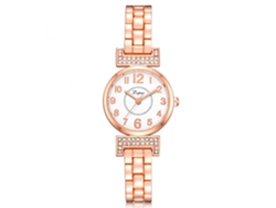 Reloj De Pulsera De Cuarzo Para Mujer Con Correa De Tela Y Colgante De Llave Con Diamantes De Imitación (marrón)