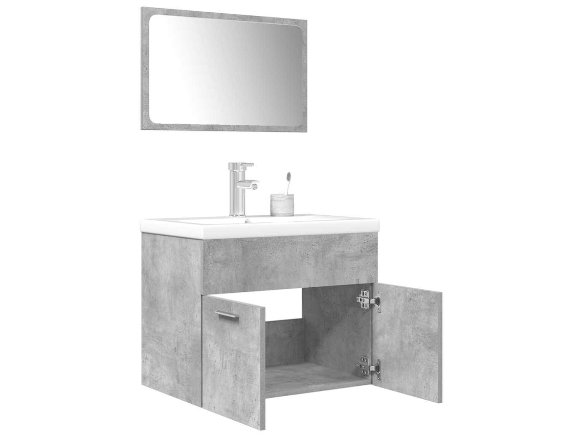 Juego de 3 piezas. Muebles de baño derivados de madera gris cemento Wsd40420 Lovely Home
