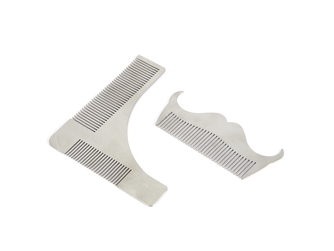 Juego De 2 Peines De Afeitar De Acero Inoxidable Para Dar Forma Y Estilizar El Bigote.