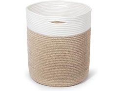 Hogar - Cesto De Ropa De Algodón, 32 Litros, Con Asa, Fabricado En Ratán, Ideal Para Guardar Mantas Y Juguetes, De Fácil Limpieza, Muy Durad