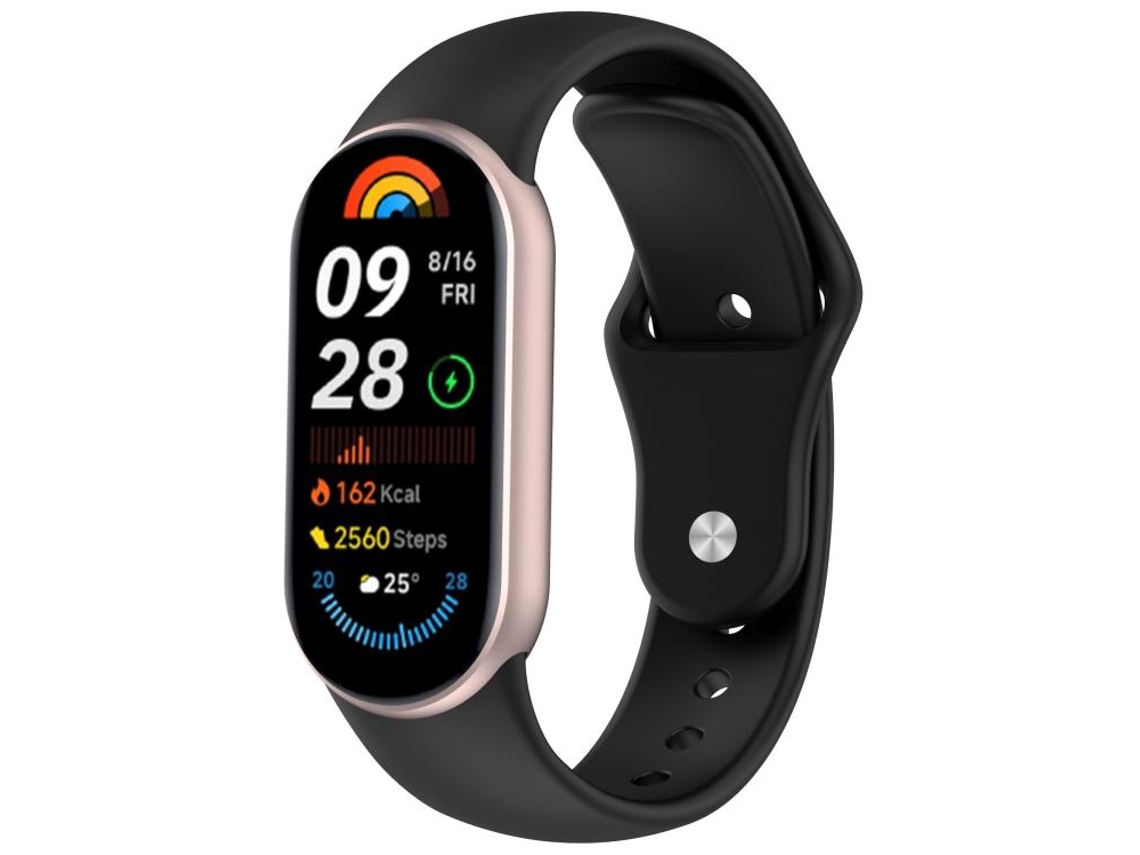 Bracelete Para Xiaomi Smart Band 10/9/8 - Silicone - Fivela Reversa Preta