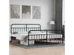 Estructura Cama Sin Colchón Con Estribo Metal Negro 200x200 Cm