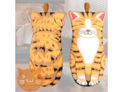 2026da-guantes De Horno Gatito Con Alfombrilla De Bambú Resistente Al Calor Para Cocina