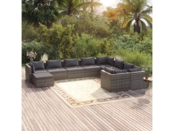 Conjunto de jardín de 10 piezas con cojines, mimbre gris, DKD Home Decor