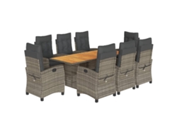 Maison Exclusive - Juego de comedor de jardín de 9 piezas con cojines de mimbre y patas grises