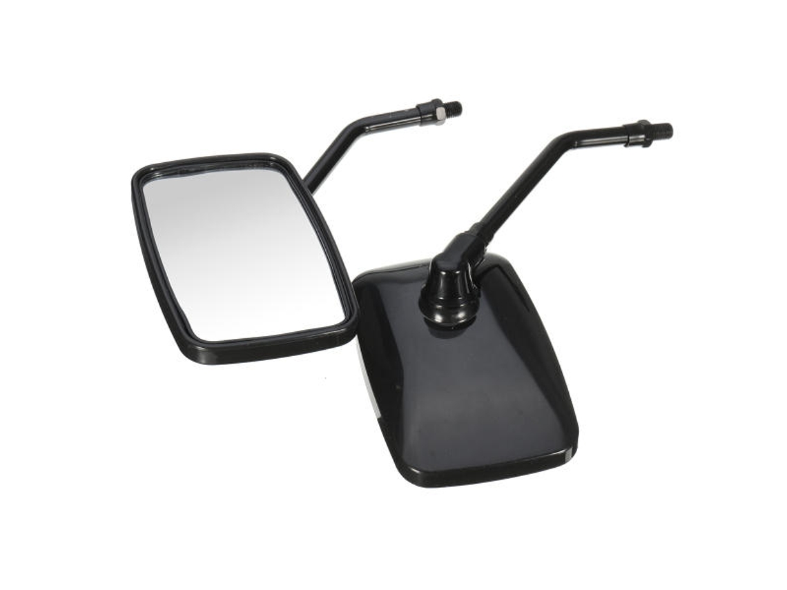 Espejos Retrovisores Laterales Rectangulares Negros Con Rosca De 10 Mm Para Motocicleta, Scooter Y Atv