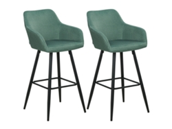 Conjunto de 2 cadeiras de bar BELIANI Casmalia de Veludo Verde 50x55x104