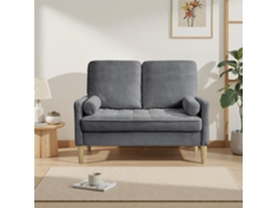 Sofá de dos plazas de terciopelo acanalado, estilo escandinavo, tapizado, con patas de madera, para salón o dormitorio, 121x76x87 cm, gris.