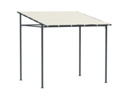 Pérgola de pared de 2,4 x 2,4 m con techo inclinado, protección UV30+ y estructura metálica color crema PMM CAPITALI