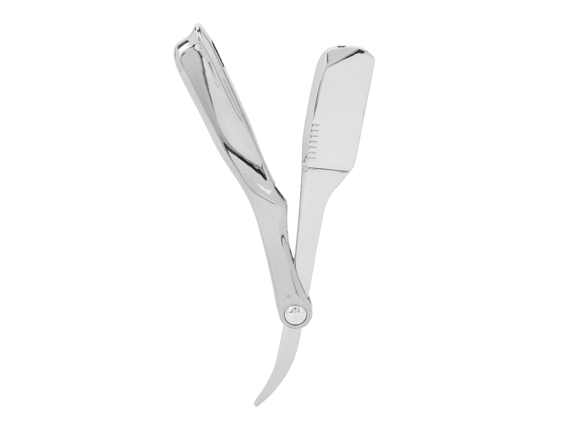 Navaja Recta Plegable Profesional Para Barbero Cuchilla De Acero Inoxidable Placada En Plata Para Afeitado Masculino