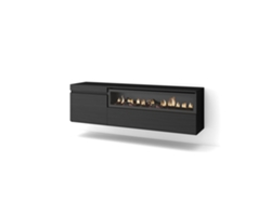 Mueble TV Televisión 150x45x35cm Para TV hasta 65 Chimenea eléctrica Colgado Suspendido Negro