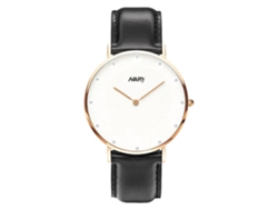 Reloj De Pareja Nary Correa De Cuero Pu Cuarzo Rosa Oro Shell Correa Negra Hombre