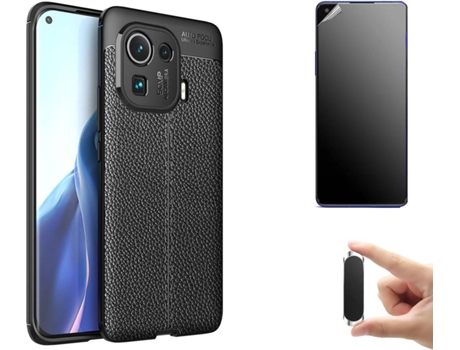 Kit Carcasa, Protector y Soporte Xiaomi Mi 11 Pro Ultimatte Rugged Leather Negro
