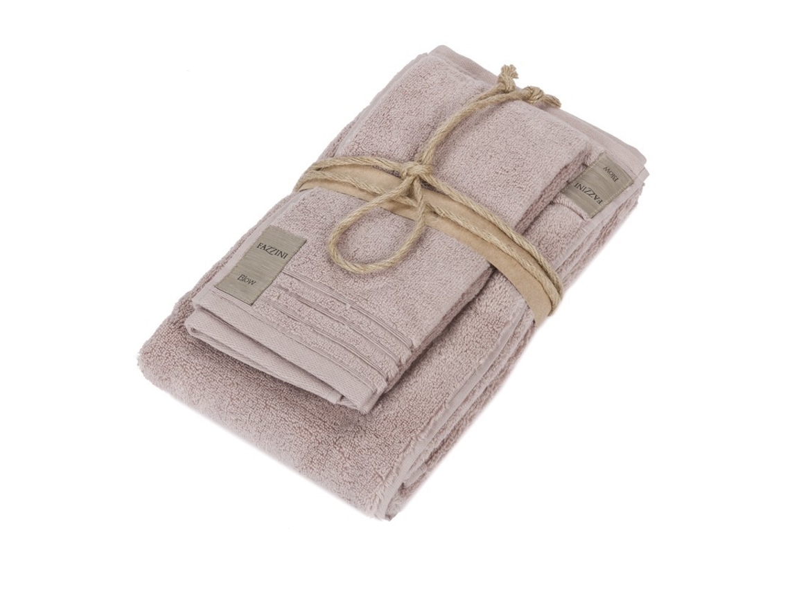 Coppia Asciugamano Fazzini In Spugna 550gr/mq Di Puro Cotone Rosa Antico