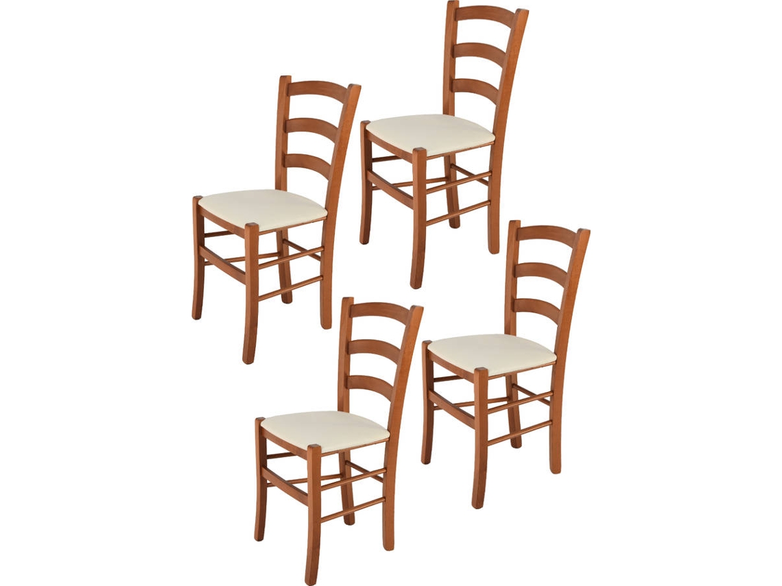 Conjunto de 4 Cadeiras T M C S Venice 322CI-NL023 (Castanho - 88x43x44 cm - Madeira)