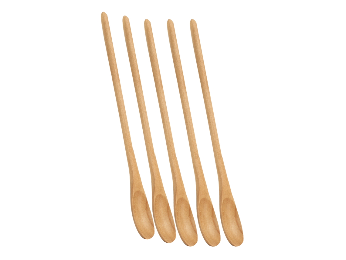 Juego De 5 Cucharas De Madera Ligeras Con Mangos Largos Para Café, Té, Azúcar Y Para Mezclar.