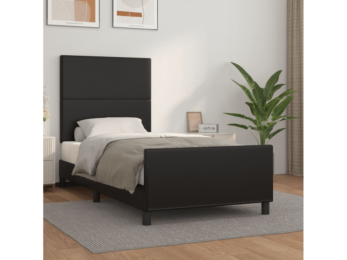Estructura De Cama Sin Colchón Cuero Sintético Negro 80x200 Cm