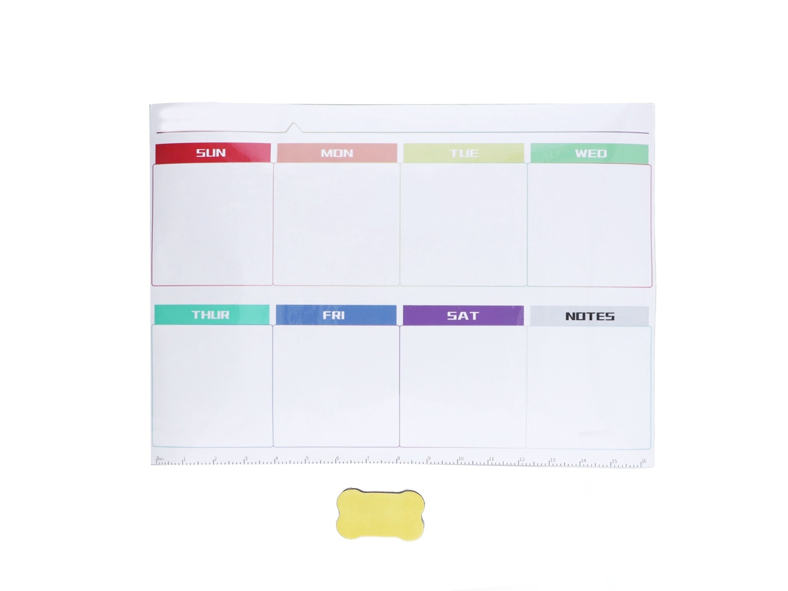 Calendario Semanal Autoadhesivo Reutilizable Con Pizarra Blanca Y Borrador Para La Pared Del Refrigerador.