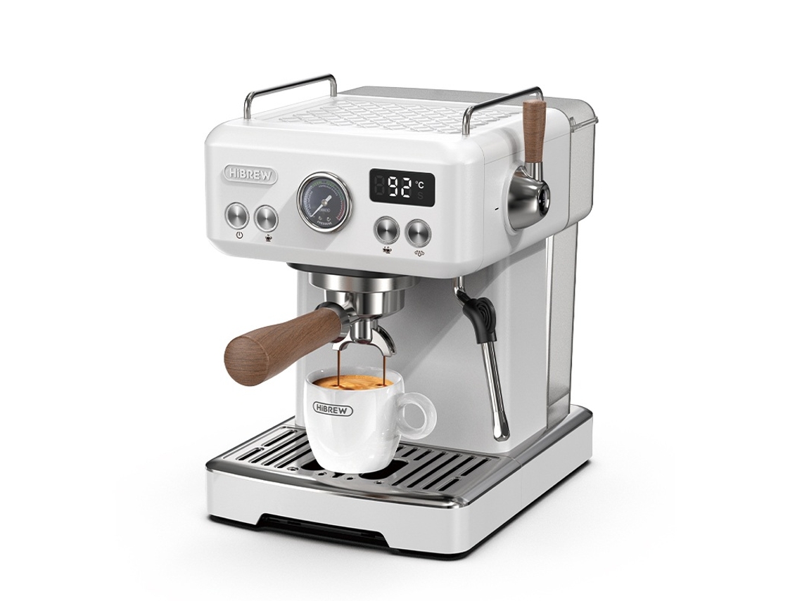Cafetera Espresso Hibrew H10plus, programable, temperatura y volumen de taza regulables, limpiador a vapor para espumador de leche.