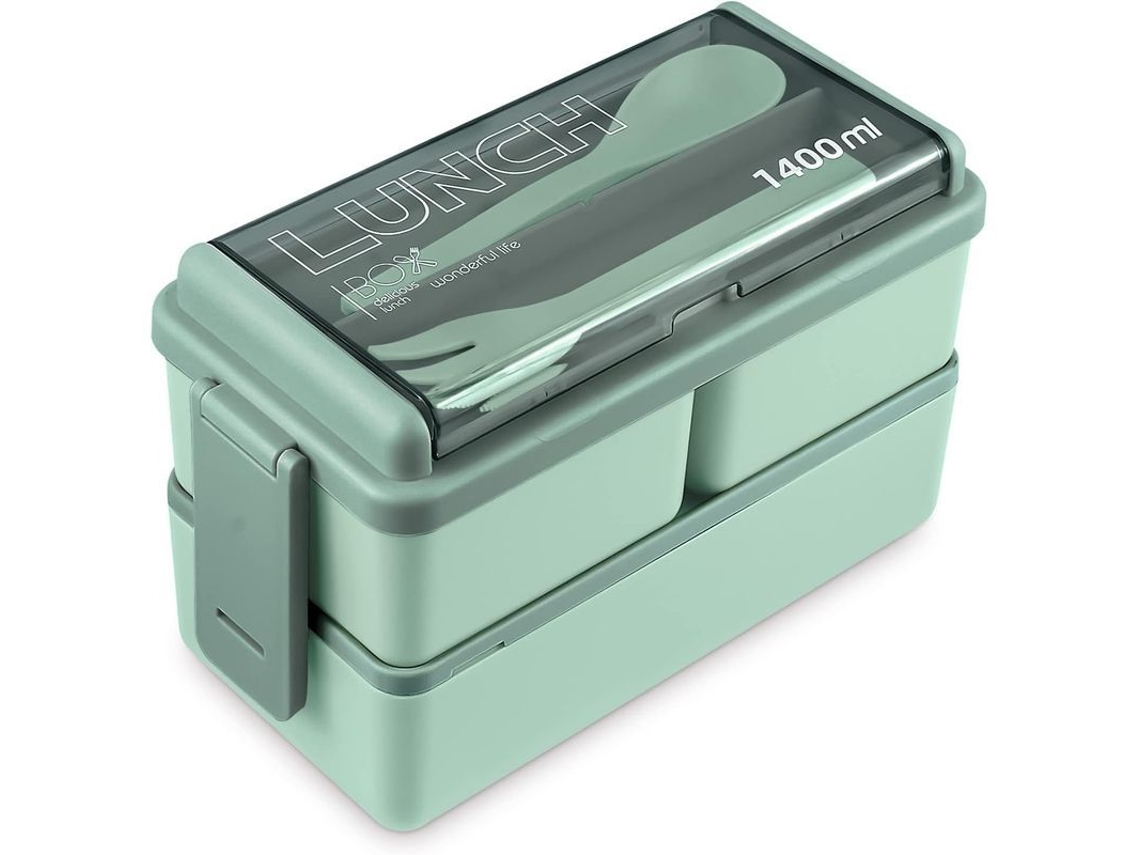 Fiambrera Para Adultos Con Compartimentos Extraíbles, Apta Para Microondas - Verde