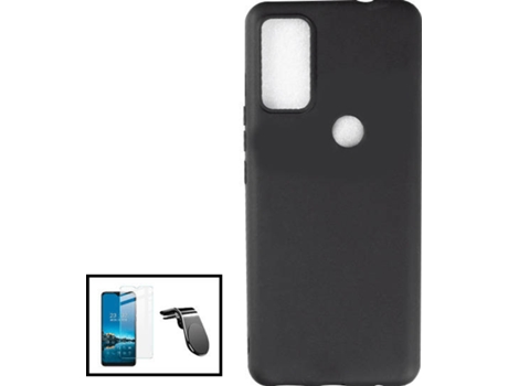 Kit Carcasa + Protector de Pantalla GorilaGlass + Soporte de Auto Magnético L TCL 20R 5G G4M Negro