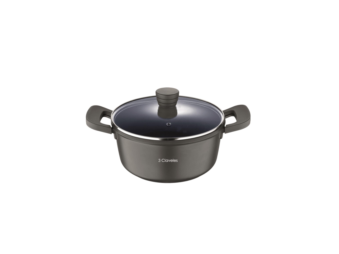 Cacerola con Tapa Ø20cm y 2,5l en Aluminio Fundido Antiadherente 3claveles