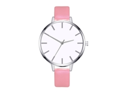 Reloj De Pulsera De Cuarzo Para Mujer Con Correa De Piel Sintética, Estilo Rosa Sencillo.
