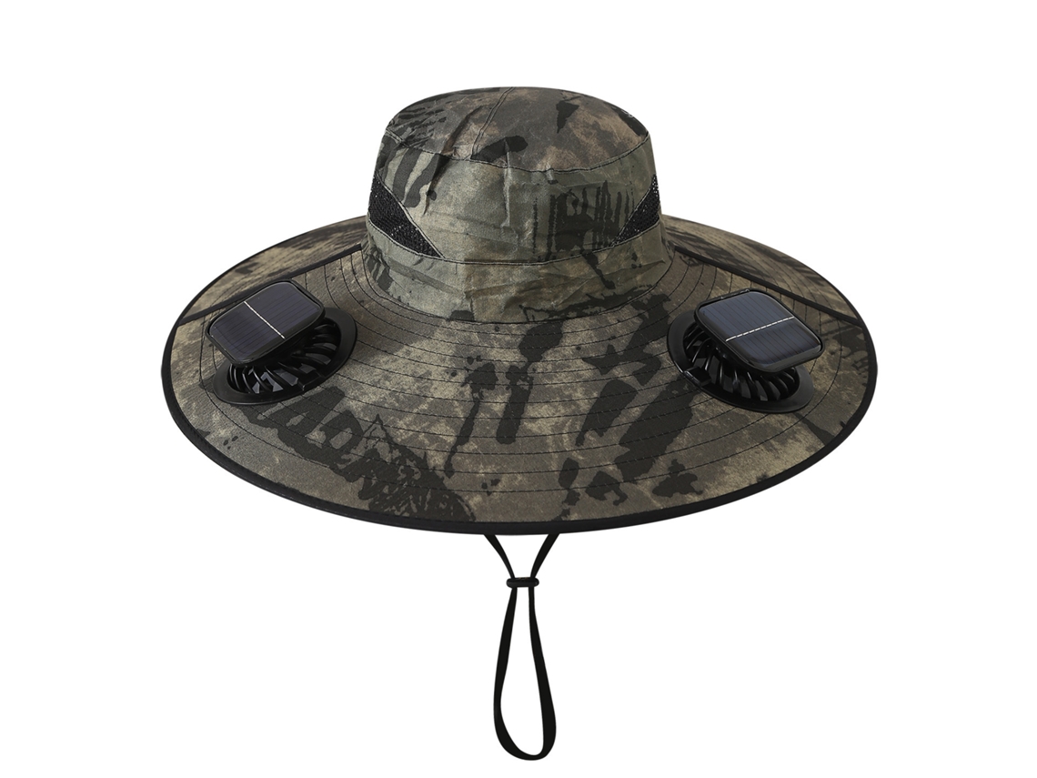 (camuflaje Cuadrado Verde Militar) Sombrero Con Ventilador Solar, Recargable, Parasol Para Pesca Al Aire Libre Y Protección Solar