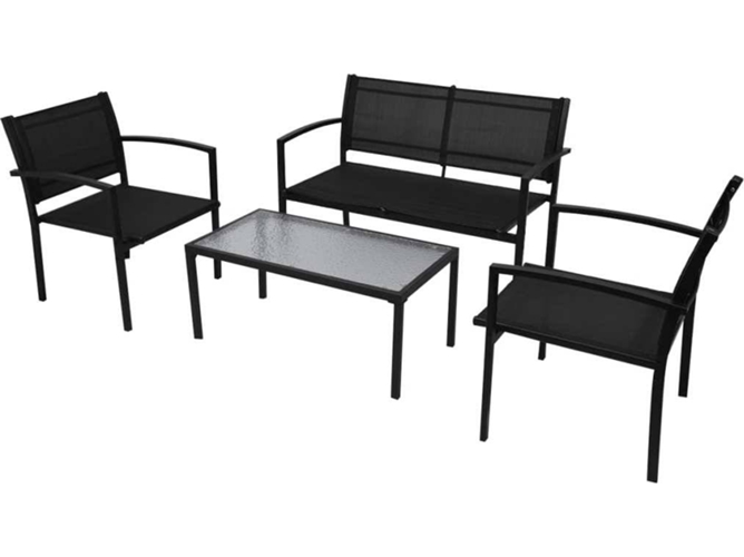 Conjunto 4 de muebles de jardín VIDAXL textilene negro