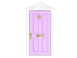 Porta de madeira em miniatura Bjww-Light Color com detalhes vívidos para casa de bonecas 1:12, presente de conto de fadas, roxo claro.