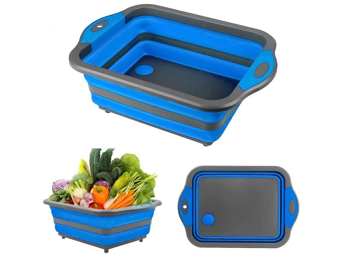 2026-bandeja De Corte Plegable 4 En 1, Lavaplatos Para Camping, Tabla De Corte, Material Pp+tpr, 8l, Verde Azul