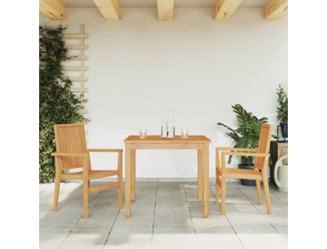 Conjunto 2 Silla De Jardín Apilable VIDAXL Marrón Teca