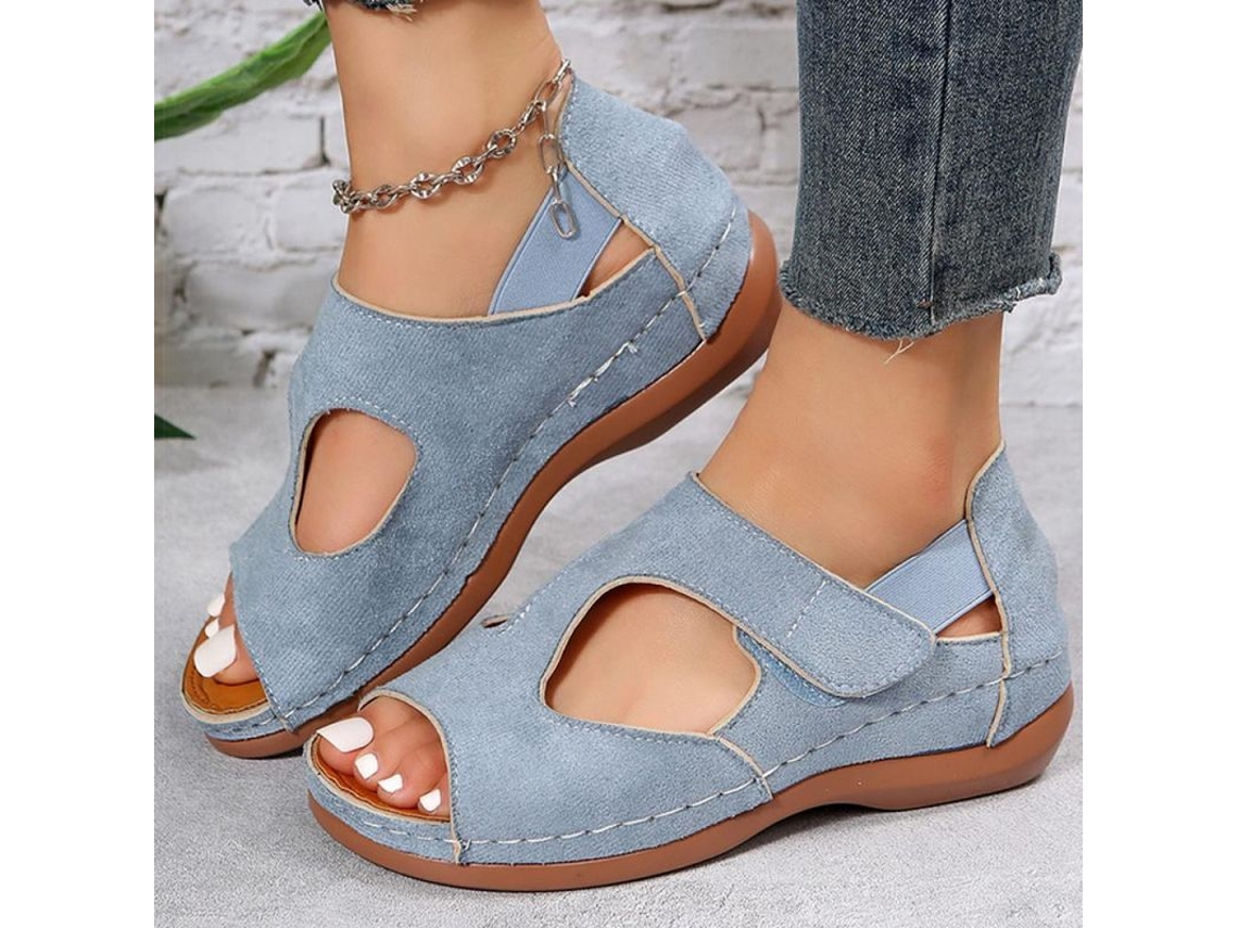 2026-sandalias Mujer Verano 2023 Zapatos Confortables Tacones Elegantes Calzado De Verano Femenino 35 Azul