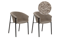 Conjunto de 2 cadeiras de refeição com assento fundo BELIANI Ames de Bouclé Creme 59x56x80
