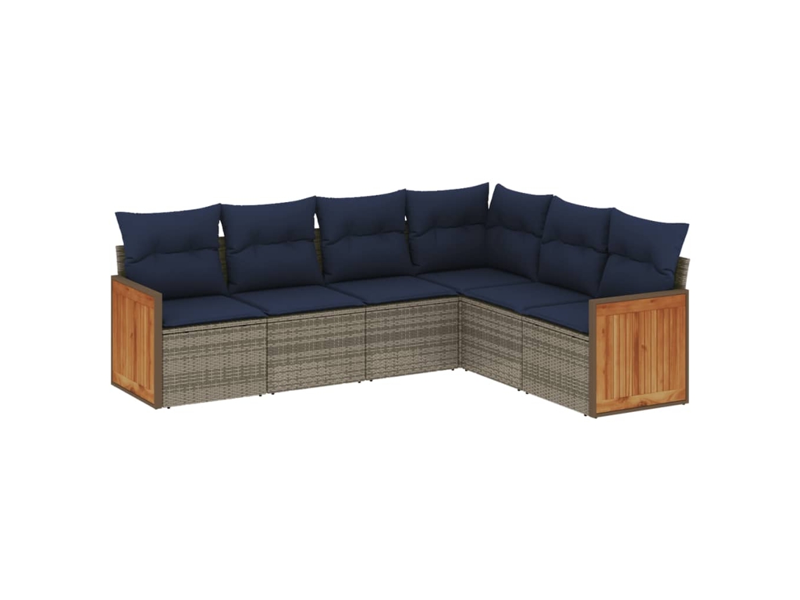 Maison Exclusive - Conjunto De Sofá De Jardín De 6 Piezas Con Cojines, Poliratán Gris