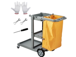 Carro de Limpieza Profesional con 3 Estantes, Porta Trapeador, Ruedas 360° y Estructura Robusta Tekmaquinas