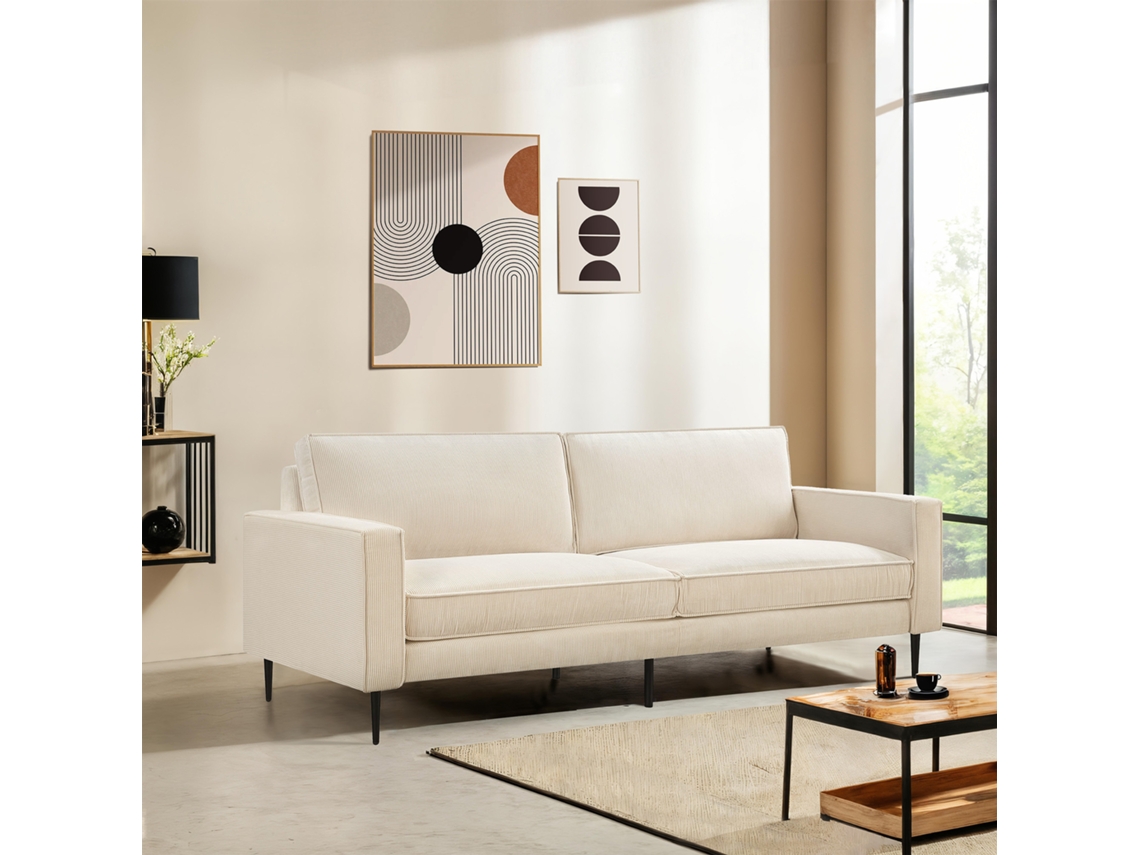 Sofá vintage de 3 plazas OSKAR pana beige