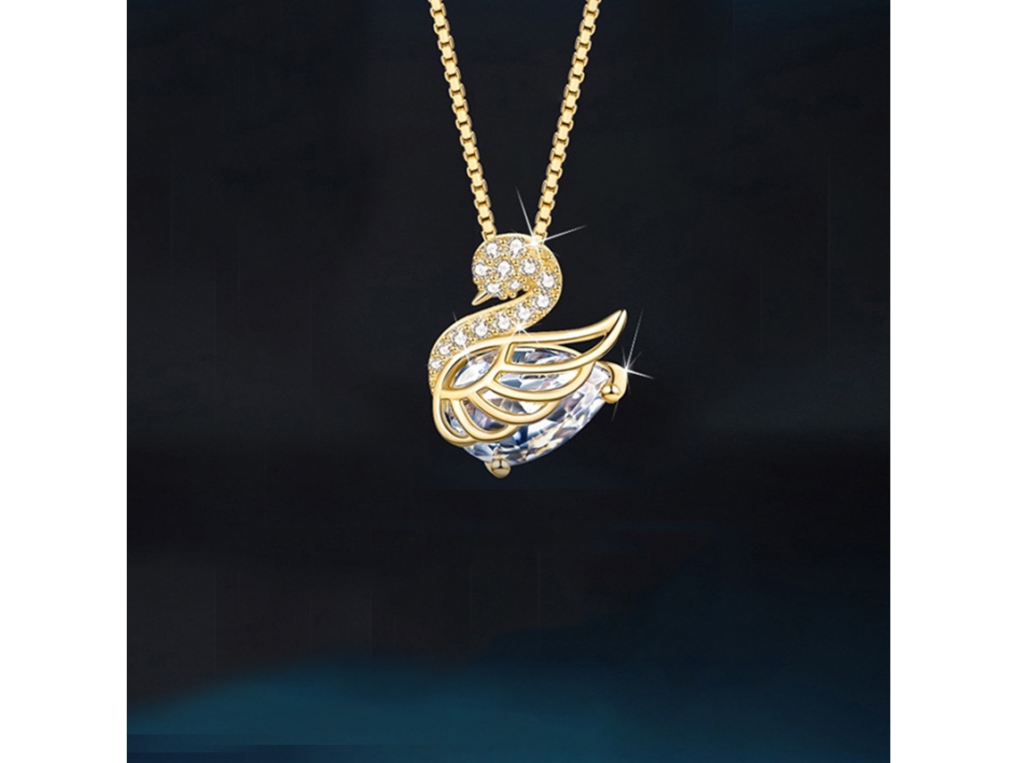 Collar De Plata De Ley 925 Con Diseño De Cisne Dorado: Una Pieza Sofisticada Y Elegante Que Combina Con Todo.