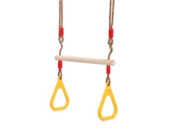 Barra De Trapecio De Madera Con Anillas Para Adultos Y Niños, Amarilla, Ajustable, 300 Kg