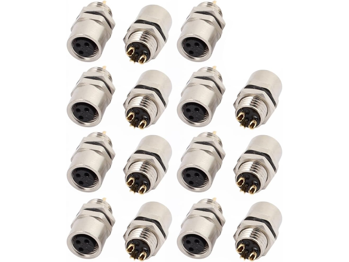 15 Unidades M8h3k-8 Electrónica Y Fotografía Ac250v 4a Ip67 Impermeable M12 3p M/f Enchufes Eléct...