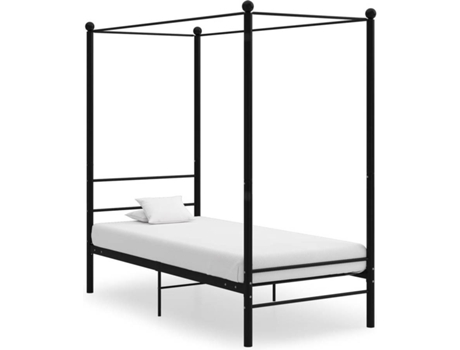 vidaXL Estructura de cama con dosel de metal negro 100x200 cm