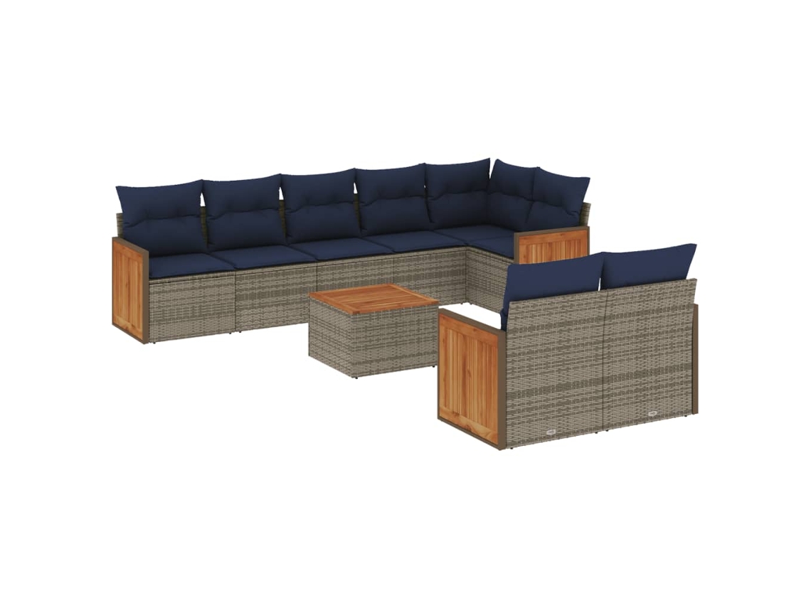 Maison Exclusive - Conjunto De Sofá De Jardín De 9 Piezas Con Cojines, Poliratán Gris