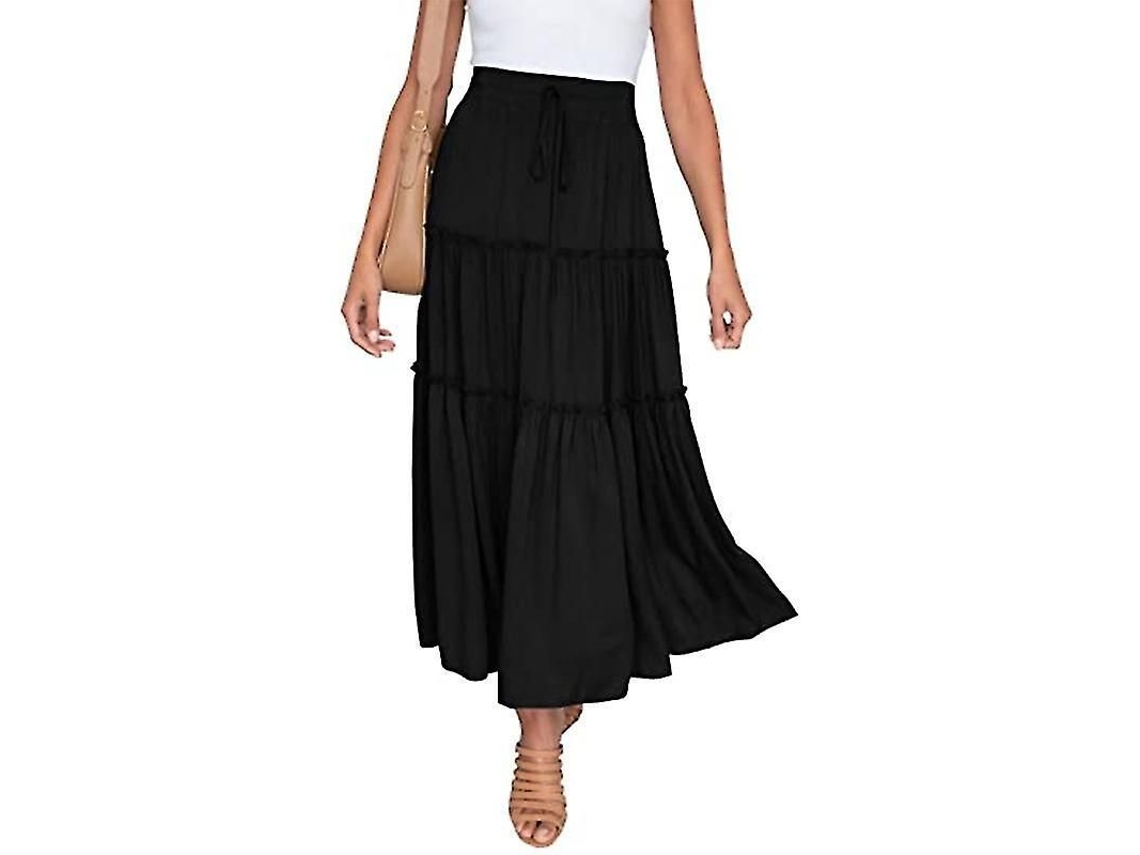 2026-falda Plisada Boho De Verano Para Mujer Falda Casual Asimétrica Midi De Color Sólido